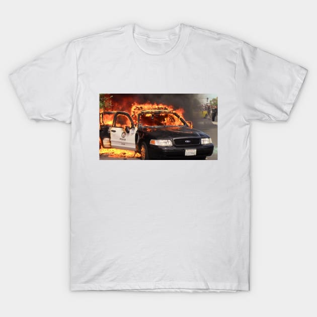 Burning Cop Car T-Shirt by dwatkins